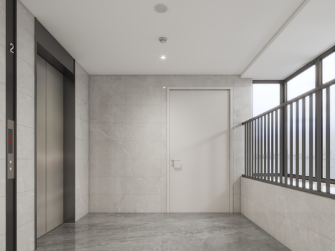 Modern residential elevator hall