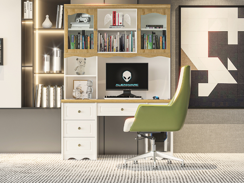 Modern desk and chair bookcase