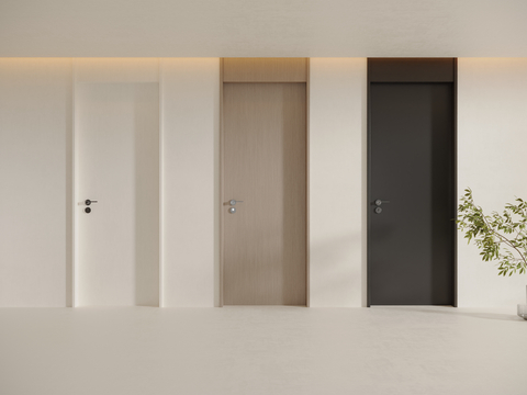 Minimal swing door bedroom door