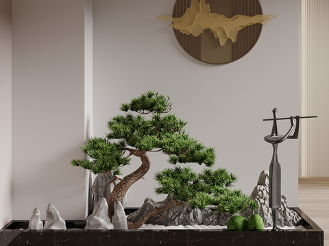 Neo-Chinese Style pine tree sketch interior landscape