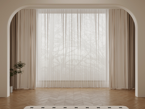 Cream Style curtain gauze curtain