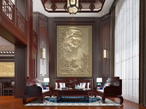 Chinese Villa Living Room Villa Lobby