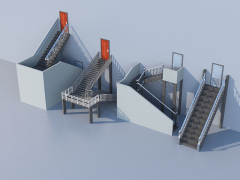 Outdoor Steel Frame Stairs Fireproof Stairs Escape Stairs Safety Ladder