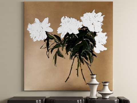 Mid-century Style Decorative Painting Flower Oil Painting