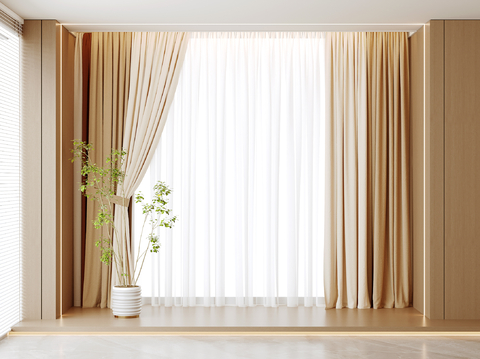 Modern Curtain Cloth Curtain Gauze Curtain Pleated Curtain Color-block Curtain