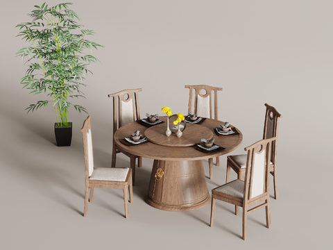 New Chinese Round Dining Table Zen Dining Table and Chair