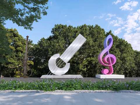 Modern Guitas Sculpture Notes Landscape Setches