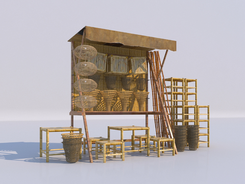 Chinese Bamboo Basket Booth