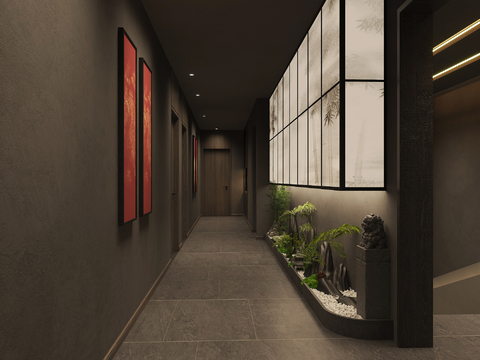 Neo-Chinese Style foyer Hallway