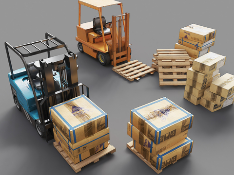 Logistics packing box carton cargo pallet forklift