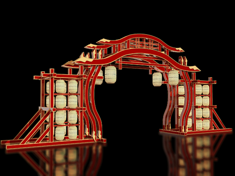 Neo-Chinese Style Ancient Building Archway Archway Gate Building Art Display Pin Point