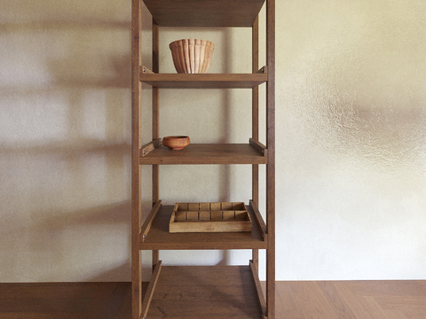 Storage Rack Wood Shelf Pottery Pot