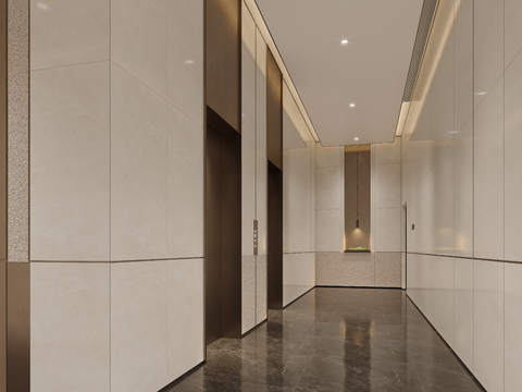 Elevator Hall of Modern Office Building