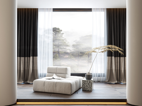 Modern color matching curtain gauze curtain through yarn