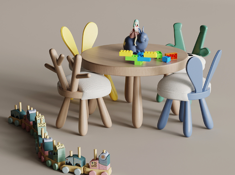 Modern Children's Table and Chair Toy Doll