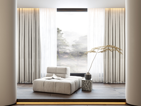 Modern white curtain gauze curtain through yarn