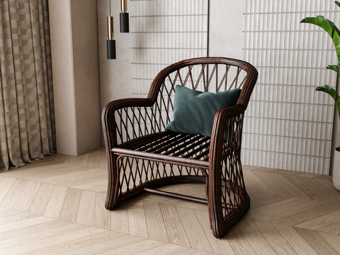 Neo-Chinese Style Rattan Chair Outdoor Chair Lounge Chair