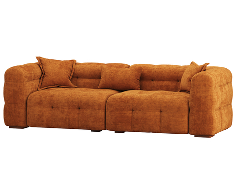 Puffy modern fabric sofa two-seat sofa