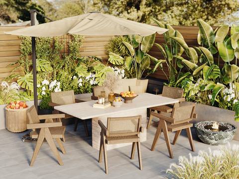 Modern Courtyard Table and Chair Outdoor Table and Chair Sunshade