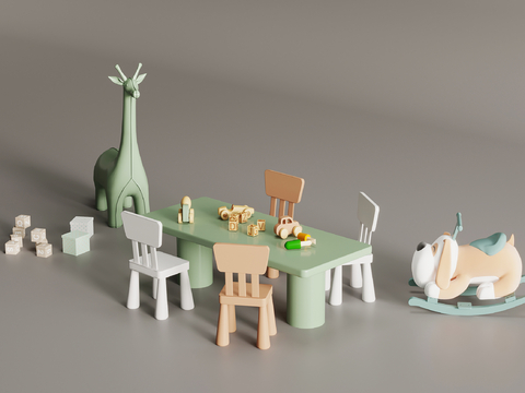 Children's Table and Chair Toy Giraffe Rocking Chair