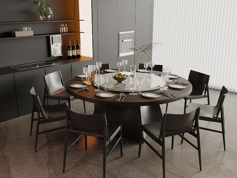 Modern round dining table and chair