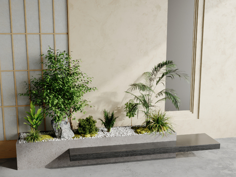 Green Plant Pile Landscape Green Plant Tree Pool Chair Flower Trough