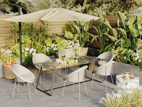 Modern Courtyard Table and Chair Outdoor Table and Chair Sunshade