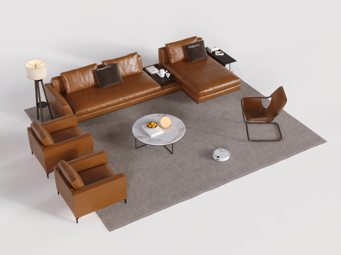 Modern Leather Sofa Sectional Sofa Sofa Coffee Table Combination