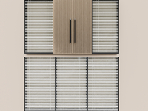 Modern office door glass curtain wall venetian blind opposite door