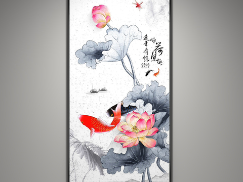 New Chinese Koi Hanging Painting Lotus Hanging Painting