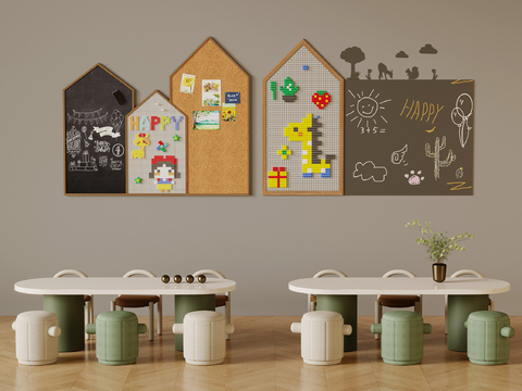 Modern Children's Table and Chair Wall Trim Cave Board