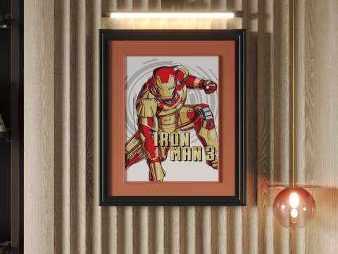 Children's Hanging Painting Mirror Headlight Animation Hanging Painting Iron Man Hanging Painting