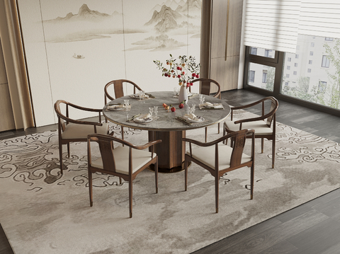 New Chinese Round Table Dining Table and Chair