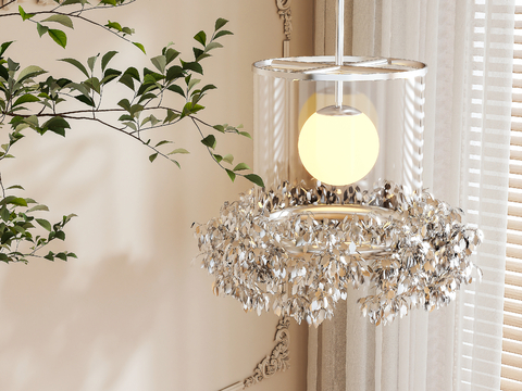 Affordable Luxury Style Glass Chandelier Metal Leaf Lamp