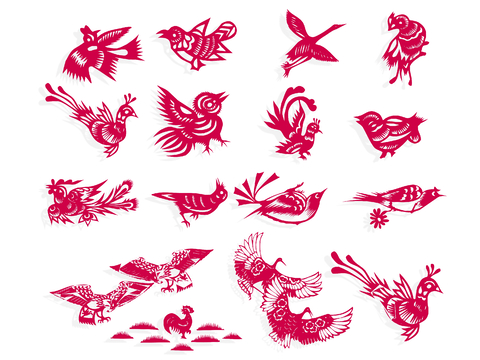 Chinese Poultry Paper-cut Crane Silhouette Spring Festival Window