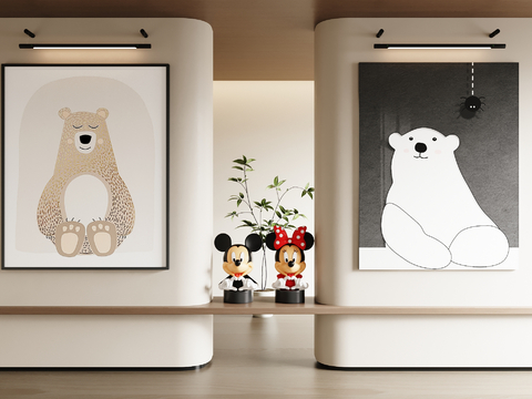 Modern Children's Hanging Painting Decorative Painting Bear Art Painting