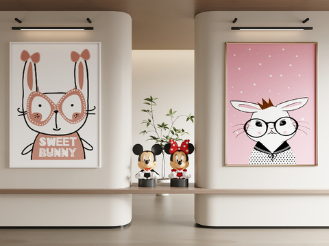 Modern Children's Hanging Painting Cartoon Decorative Painting Rabbit Art Painting