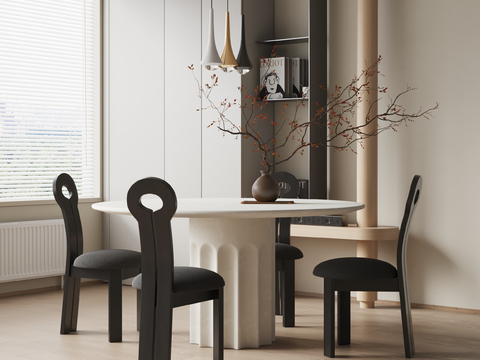 Middle Style Dining Table and Chair Round Table and Chair