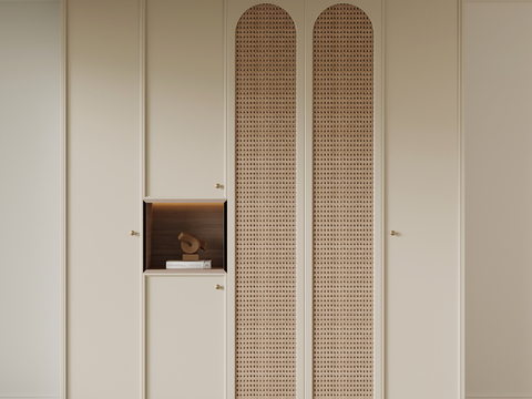 Cream style wardrobe rattan wardrobe