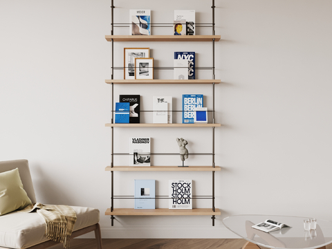 Solid Wood Bookshelf Display Rack