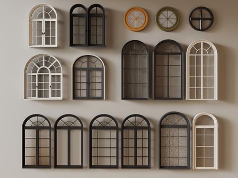 French windows retro casement arched windows