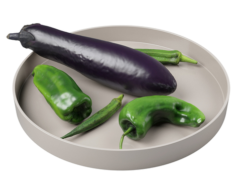 Modern Eggplant Green Pepper Fruit Plate