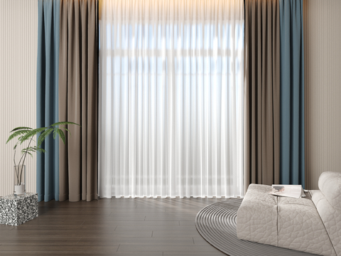 Modern color matching curtain gauze curtain plain curtain