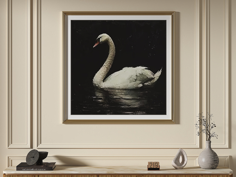 French Swan Oil Painting Decorative Painting