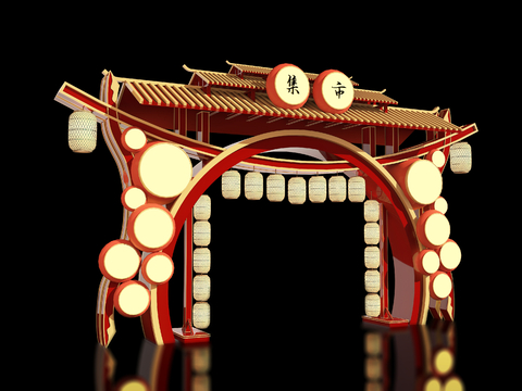 New Chinese Ancient Archway Guochao Entrance Art Display Archway