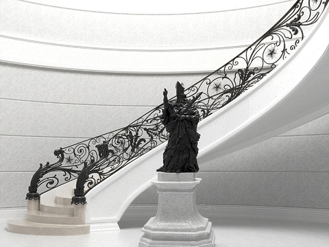 European-style revolving staircase figure sculpture