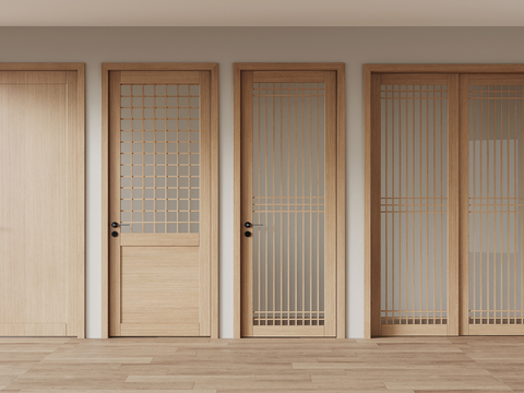 Japanese style wooden door single door glass door sliding door grille door