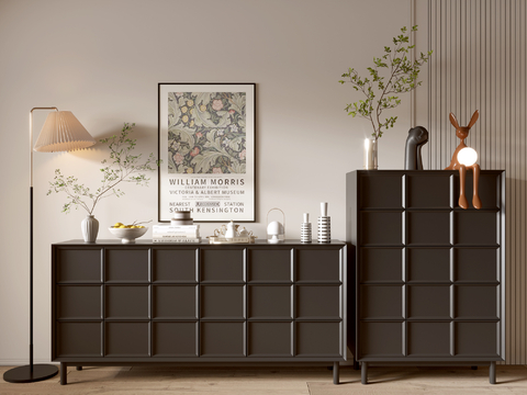 Modern Black Cabinet Entrance Cabinet Low Shoe Cabinet