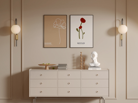 Modern Flower Hanging Picture Side Cabinet Bucket Cabinet