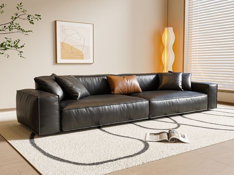 Leather sofa Modern double sofa